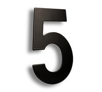 HASWARE Numero civico moderno in acciaio inossidabile spazzolato Elegante porta alfabeto placca Street Home Decor (5, 8 pollici nero)