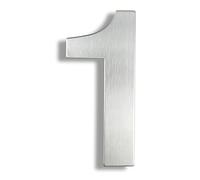 HASWARE Numero civico moderno in acciaio inossidabile spazzolato Elegante porta alfabeto placca Street Home Decor (1, 6 pollici argento)