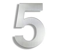 HASWARE Numero civico moderno in acciaio inossidabile spazzolato Elegante porta alfabeto placca Street Home Decor (5, 12 pollici argento)
