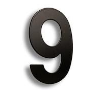 HASWARE Numero civico moderno in acciaio inossidabile spazzolato Elegante porta alfabeto placca Street Home Decor (9, 8 pollici nero)