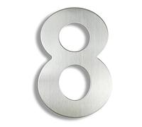 HASWARE Numero civico moderno in acciaio inossidabile spazzolato Elegante porta alfabeto placca Street Home Decor (8, 6 pollici argento)