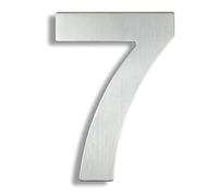HASWARE Numero civico moderno in acciaio inossidabile spazzolato Elegante porta alfabeto placca Street Home Decor (7, 6 pollici argento)