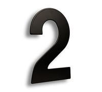 HASWARE Numero civico moderno in acciaio inossidabile spazzolato Elegante porta alfabeto placca Street Home Decor (2, 6 pollici nero)