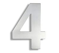 HASWARE Numero civico moderno in acciaio inossidabile spazzolato Elegante porta alfabeto placca Street Home Decor (4, 6 pollici argento)