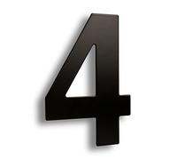 HASWARE Numero civico moderno in acciaio inossidabile spazzolato Elegante porta alfabeto placca Street Home Decor (4, 6 pollici nero)
