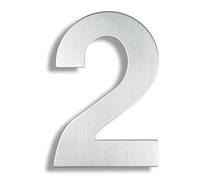 HASWARE Numero civico moderno in acciaio inossidabile spazzolato Elegante porta alfabeto placca Street Home Decor (2, 6 pollici argento)