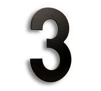 HASWARE Numero civico moderno in acciaio inossidabile spazzolato Elegante porta alfabeto placca Street Home Decor (3, 8 pollici nero)