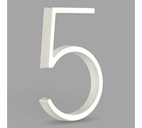 HASWARE Targa Con Numero Civico Galleggiante: 5 Pollici (12cm) Moderna Segnaletica Per Porte, Perfetta Per I Numeri Dell'Indirizzo Di Casa (5, Bianco)