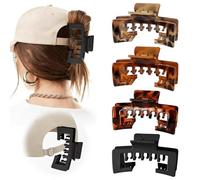 Hat-Friendly Claw Clips for Baseball & Trucker Hats - 4 Pcs Strong Grip Hair Clips for Thick or Thin Hair, Women’s Hair Accessories (4ps C)