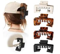 Hat-Friendly Claw Clips for Baseball & Trucker Hats - 4 Pcs Strong Grip Hair Clips for Thick or Thin Hair, Women’s Hair Accessories (4os E)