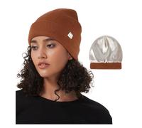 Hat Hut Berretto Cappello Invernale da Donna Uomo, Berretto Foderato in Raso, Morbido Berretto da Sci Caldo Unisex Cappello in Maglia Slouchy Beanie (IT, Testo, Taglia Unica, Arancione Scuro)