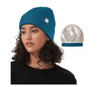 Hat Hut Berretto Cappello Invernale da Donna Uomo, Berretto Foderato in Raso, Morbido Berretto da Sci Caldo Unisex Cappello in Maglia Slouchy Beanie (IT, Testo, Taglia Unica, Blu Monterey)