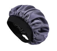 Hat Hut Berretto di Seta Cuffia Seta Capelli Notte, Berretto da Notte Raso per Capelli Ricci Dormire, Fascia Larga Regolabile, Doppio Strato (Grigio Scuro, Taglia Unica)