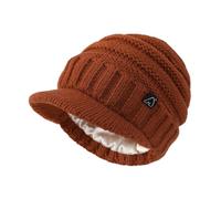 Hat Hut Cappelli da Donna da Uomo in Raso Foderato Cappelli Invernali Caldo Berretto in Maglia Unisex Slouchy Beanie con Visiera (IT, Testo, Taglia Unica, Arancione Scuro)
