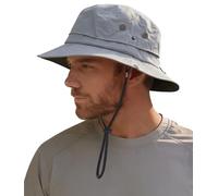 Hat Hut Cappello da pioggia impermeabile da uomo, UPF50+, a tesa larga, ripiegabile, per tutte le stagioni all'aperto, escursionismo, pesca, grigio, taglia unica