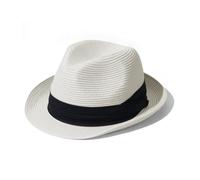 Hat Hut Cappello da sole Fedora in paglia ultraleggero, cappello da spiaggia a tesa corta, cappello estivo Panama Fedora per uomo e donna, UPF 50+