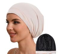 Hat Hut Cuffia per Dormire in 100% Seta di Gelso Cuffia Seta Capelli Notte in Pura Seta per Capelli Ricci per Dormire Foderato (IT, Testo, Taglia Unica, 1-Rosa)