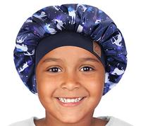 Hat Hut Cuffia per Dormire in Seta per Bambini, Berretto di Seta Cuffia Raso Capelli Notte per Capelli Ricci Fascia Larga, Regolabile, Doppio Strato, 1-8 anni (Unicorno 1, Taglia unica)