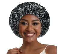 Hat Hut Cuffia Seta Capelli Notte per Capelli Ricci, Berretto da Notte Raso, Involucro di Seta per Capelli per Dormire Donna Uomo, Regolabile Reversibile (Strisce, Taglia unica)