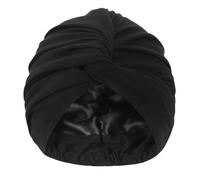 Hat Hut Turbante in Raso per Le Donne Cofano in Seta Cuffia in Raso per Capelli Ricci Dormire Regolabile Head Wrap Turbante Intrecciato (IT, Testo, Taglia Unica, Nero)