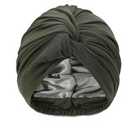 Hat Hut Turbante in Raso per Le Donne Cofano in Seta Cuffia in Raso per Capelli Ricci Dormire Regolabile Head Wrap Turbante Intrecciato (IT, Testo, Taglia Unica, Verde)