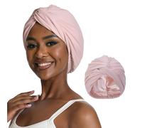 Hat Hut Turbante in Raso per Le Donne Cofano in Seta Cuffia in Raso per Capelli Ricci Dormire Regolabile Head Wrap Turbante Intrecciato (IT, Testo, Taglia Unica, Rosa)