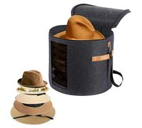 Hat Storage Box - 19" D X 17" H Portable Large Capacity Suitcase | Travel Hats Organizer With Clear Window | Foldable Hat Case With Dustproof Lid | Portable Storage Container For Wide Brim