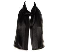Hat To Socks Foulard Elegante in Raso e Chiffon Tinta Unita (Nero)