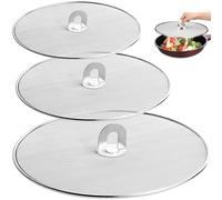 HATANSE 3 Pezzi Paraschizzi Padella Paraspruzzi Cucina in Acciaio Inox Antischizzo Cucina per Molte Padelle 33cm 29 cm 25cm