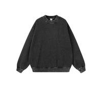 Hatant Felpe con cappuccio da uomo con cappuccio atletico lavaggio acido felpa in pile di peso medio per uomo oversize Street Breaking Skateboarding, Equipaggio-nero, Small