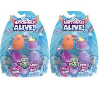 HATCHIMALS Alive, Confezione con Due Uova Che Si schiudono con l’Acqua e Passeggino, Giocattoli per Bambine e Bambini dai 3 Anni in su (Confezione da 2)