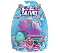 Hatchimals alive, confezione con due uova che si schiudono con l’acqua e seggiolone, giocattoli per bambine e bambini dai 3 anni in su
