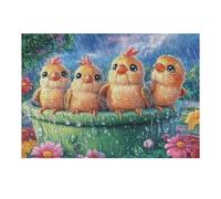 Hatchlings on A Wet Garden Ledge Puzzle 300 Pezzi Pressione Ridotta Adulti Happy Time Rompicapo Rilassante Giochi Da Tavolo Indoor Idea Regalo Natale Per Padre E Nonno 300 PCS