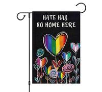 Hate Has No Home Here Pride Small Rainbow Love Heart Gay Lesbian Lgbt Pansexual Bandiere Verticale Doppia Faccia Bandiera Resistente Alle Intemperie Bandiere Per Balcone Casa Feste 30X45Cm