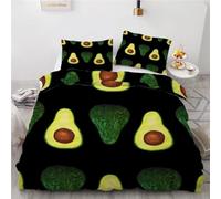 HATEGE Set Copripiumino Matrimoniale Avocado Copripiumino Double Face Avocado Biancheria da Letto in Microfibra 3D Copripiumini 230x220 cm e 2 Federe 8869-ABC