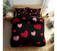 HATEGE Set Copripiumino Singolo Amore, Copripiumino Double Face A Forma di Cuore Biancheria da Letto in Microfibra, 3D Copripiumini 135x200 cm e 2 Federe 7154-ABC
