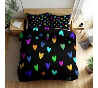 HATEGE Set Copripiumino una Piazza e Mezza Amore, Copripiumino Double Face Colore Biancheria da Letto in Microfibra, 3D Copripiumini 200x200 cm e 2 Federe 6644-ABC