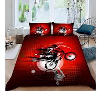 HATEGE Set Copripiumino una Piazza e Mezza Bicicletta Copripiumino Double Face Mountain Bicycle Biancheria da Letto in Microfibra 3D Copripiumini 200x200 cm e 2 Federe 836-ABCD