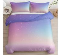 HATEGE Set Copripiumino una Piazza e Mezza Galassia del Cielo Stellato Copripiumino Double Face Rosa Viola Biancheria da Letto in Microfibra 3D Copripiumini 200x200 cm e 2 Federe 668-ABCD