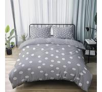 HATEGE Set Copripiumino una Piazza e Mezza Pois, Copripiumino Double Face Grigio Biancheria da Letto in Microfibra, 3D Copripiumini 200x200 cm e 2 Federe 6876-ABC