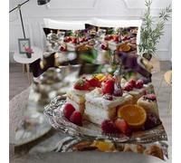 HATEGE Set Copripiumino una Piazza e Mezza Torta Copripiumino Double Face Frutta Biancheria da Letto in Microfibra 3D Copripiumini 200x200 cm e 2 Federe 8803-ABC