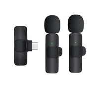 Hatem Microfono Lavalier Wireless, per Registrazione Video, Live Streaming, Vlog, Microfono con Cancellazione del Rumore per Presentazioni