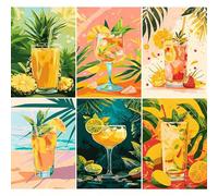 HATFRYF Confezione da 6 pezzi da dipingere con i numeri, kit per dipingere con i numeri, arti e mestieri per adulti principianti, facile fai da te per bevande estive fai da te, kit per pittura