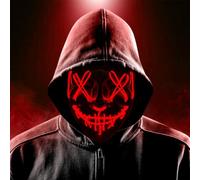 HATFRYF Maschera Halloween, Maschera di Horror a LED, Sorridente Luminosa Mask, 3 Modalità di Illuminazione, per Costume Cosplay Festa e Party K