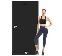 Hatha Yoga Tappetino da yoga extra lungo in TPE 200,7 x 101,6 x 1,2 cm di spessore, antiscivolo, per uso domestico, palestra, yoga, pilates, fitness e allenamenti (nero)