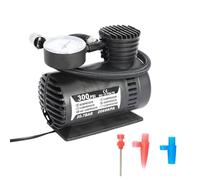 hatleues Gonfiatore per pneumatici da 12 V, per pneumatici auto, a basso rumore, elettrico, con manometro, 300 psi, per auto, moto, bici, palla, colore nero