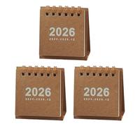 hatleues Mini calendario da scrivania 2026, da gennaio, dicembre 2026, pianificatore mensile, design piccolo, con rilegatura a doppio filo, ideale per casa e ufficio, marrone, 3 pezzi