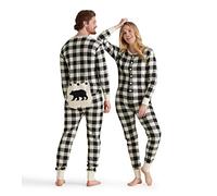 Hatley Tuta Union Set di Pigiama, Plaid Crema, XS Unisex-Adulto