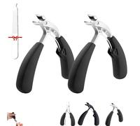 Hatmeo Modern Stainless Steel Large Opening Nail Clippers, Nail Clippers For Anti-Splash, Thick Toenail Clippers For Seniors, Wide Jaw Fingernail Clippers For Adult Men Women (Silver 2pcs)