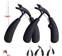 Hatmeo Modern Stainless Steel Large Opening Nail Clippers, Nail Clippers For Anti-Splash, Thick Toenail Clippers For Seniors, Wide Jaw Fingernail Clippers For Adult Men Women (Black 2pcs)